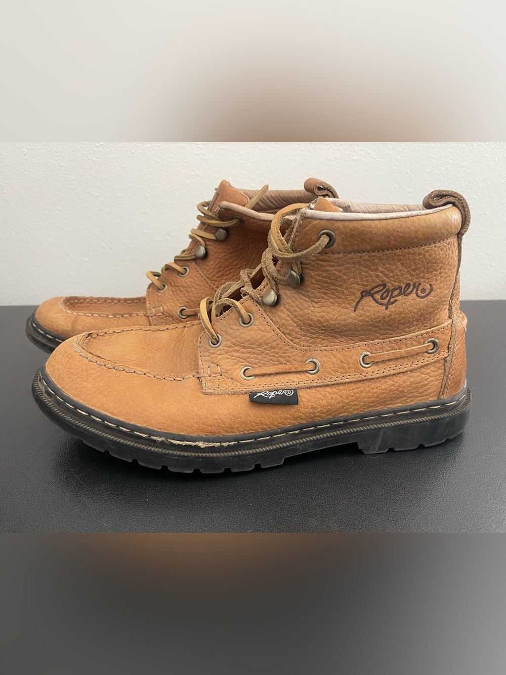 Vintage Roper Men’s Tan Leather Lace-Up Chukka Boots
